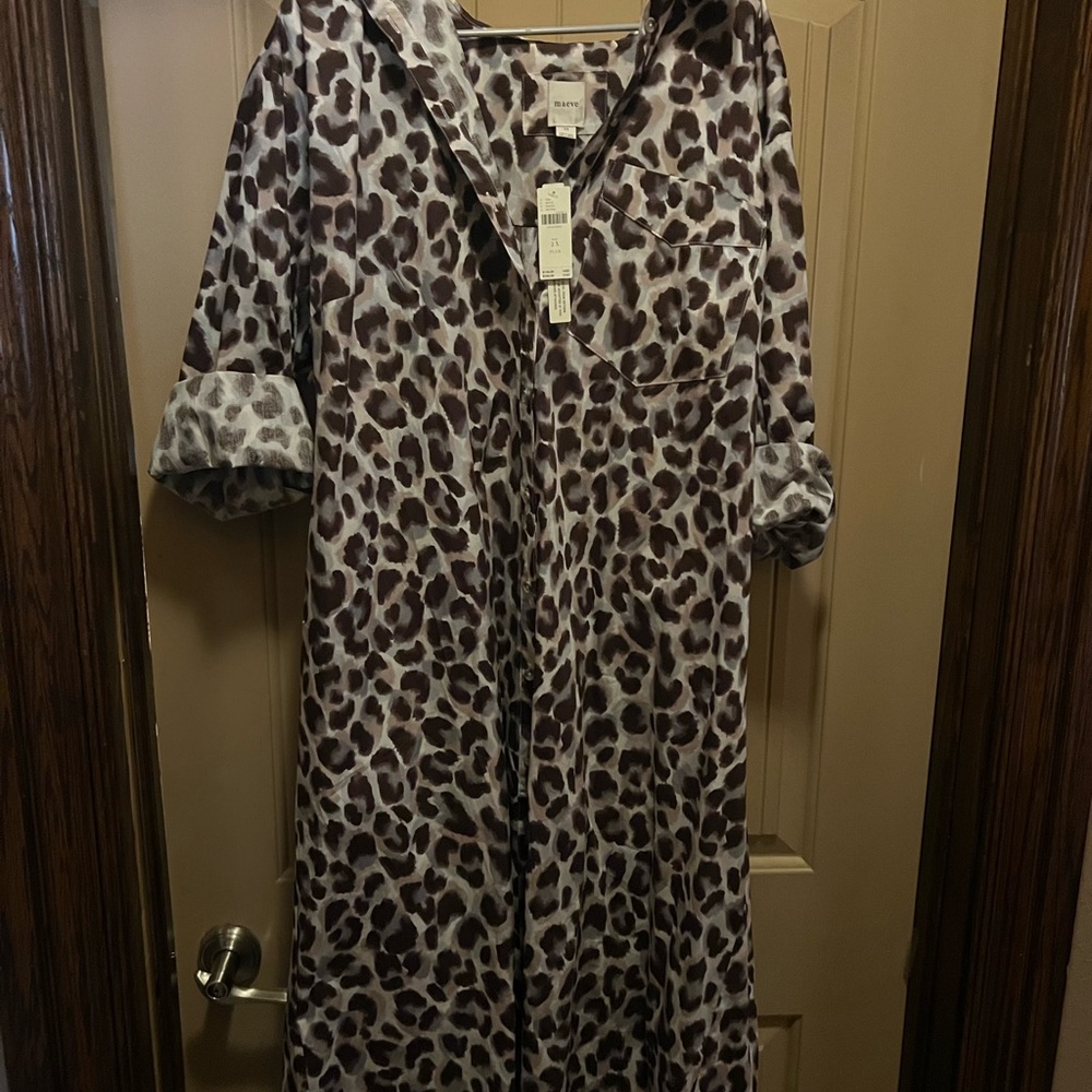 Anthropologie Leopard Print Dress - Brown and Cream